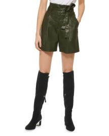 DKNY Tie Faux Leather High Waist Shorts Bloomingdales at Bloomingdales