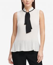 DKNY Tie-Neck Peplum Blouse      Reviews - Tops - Women - Macy s at Macys