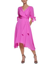 DKNY Tie Sleeve Faux Wrap Dress Reviews - Dresses - Women - Macys at Macys