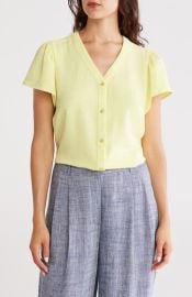 DKNY V-Neck Button-Up Top in Ivory at Nordstrom Rack at Nordstrom Rack