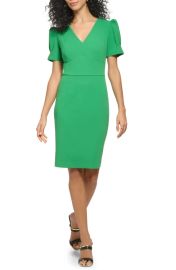 DKNY V Neck Puff Sleeve Dress at Nordstrom Rack