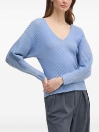 DKNY V-neck Ribbed Jumper Blue at Farfetch