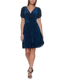 DKNY Velvet Puff-Sleeve Wrap-Style Dress  Reviews - Dresses - Women - Macys at Macys