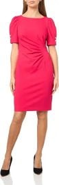 DKNY Women's Short Sleeve Ruched Knee Length Sheath Dress with Button Detail at Amazon
