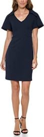 DKNY Women39s Cape Sleeve V-Neck Midi Dress at Womens Clothing store at Amazon