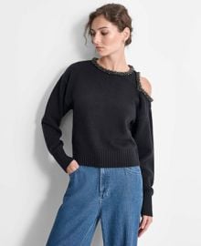 DKNY Women39s Embellished Cold-Shoulder Long-Sleeve Sweater - Macy39s at Macys
