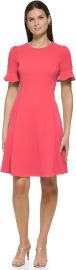 DKNY Women39s Flounce Sleeve Fit and Flare with Belt Dress at Amazon Womens Clothing store at Amazon