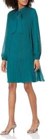 DKNY Women39s Long Sleeve Tie Neck Pleated Dress at Amazon Womens Clothing store at Amazon