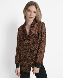 DKNY Women39s Printed Button-Front Long-Sleeve Shirt - Macy39s at Macys