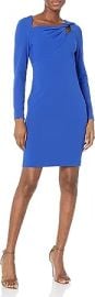 DKNY Women39s Short Sleeve Scuba Crepe Twist Neck Sheath at Womens Clothing store at Amazon