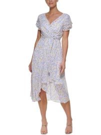 DKNY Womens Floral Print Midi Wrap Dress Shop Premium Outlets at Shop Simon