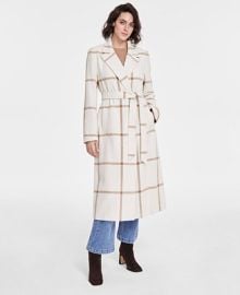 DKNY Womens Notched-Collar Double-Breasted Wrap Coat - Macys at Macys