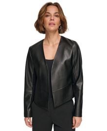 DKNY Womens Open-Front Faux-Leather Jacket - Macys at Macys