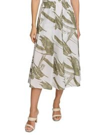 DKNY Womens Printed Pleated Cotton Voile Midi Skirt - Macys at Macys