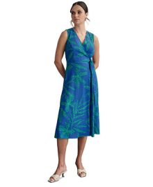 DKNY Womens Printed Side-Tie Sleeveless A-line Dress - Macys at Macys