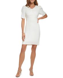 DKNY Womens Puff-Sleeve Twist Sheath Dress - Macys at Macys