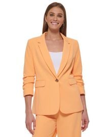 DKNY Womens Ruched-Sleeve One-Button Blazer Reviews - Jackets Blazers - Women - Macys at Macys