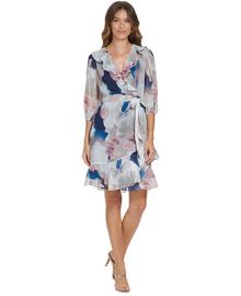 DKNY Womens Ruffled Belted Faux-Wrap 34-Sleeve Dress Reviews - Dresses - Women - Macys at Macys