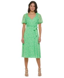 DKNY Womens Ruffled V-Neck Printed Chiffon Dress Reviews - Dresses - Women - Macys at Macys