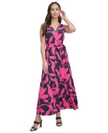 DKNY Womens Sleeveless V-Neck Midi Dress - Macys at Macys