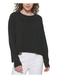 DKNY Womens Studded Crew Neck Pullover Sweater Shop Premium Outlets at Shop Simon