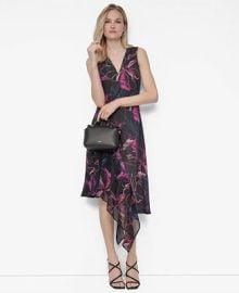 DKNY Womens V-Neck Sleeveless Asymmetrical Midi Dress - Macys at Macys