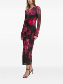 DKNY floral-print Ruched Midi Dress Black at Farfetch