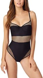 DKNY womens Mesh Tech Statement Bodysuit at  Womens Clothing store at Amazon