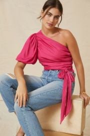 DOLAN Ruched Single-Shoulder Top at Anthropologie