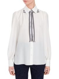 DOLCE  GABBANA - SILK TIE NECK BLOUSE at Saks Fifth Avenue