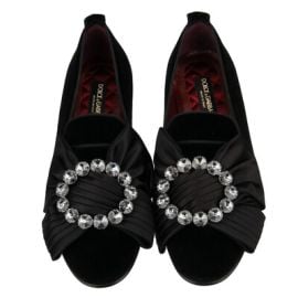 DOLCE amp GABBANA Baroque Crystal Ribbon Velvet Loafer Shoes VATICANO Black eBay at eBay