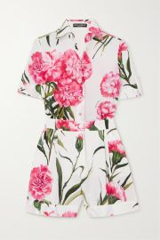 DOLCE amp GABBANA Floral-print cotton-poplin playsuit NET-A-PORTER at Net a Porter