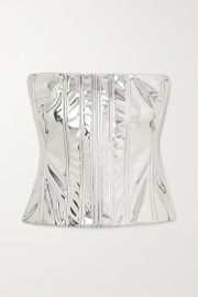 DOLCE amp GABBANA Metallic coated stretch-jersey bustier top NET-A-PORTER at Net a Porter