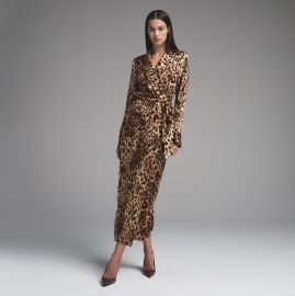 DOLCEampGABBANA X SKIMS SILK LONG ROBE LEOPARD at Skims