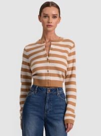 DOLLIE STRIPED CASHMERE CARDIGAN in PRALINEECRU ALICE OLIVIA at Alice + Olivia