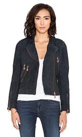 DOMA Suede Moto Jacket in Navy Blue at Revolve