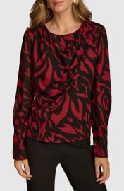 DONNA KARAN Abstract Print Draped Woven Top at Nordstrom