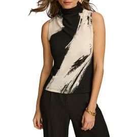 DONNA KARAN Abstract Print Sleeveless Funnel Neck Knit Top at Nordstrom