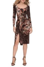 DONNA KARAN Ruched Velvet Cocktail Dress at Nordstrom