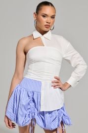 DONT LOOK AT ME ASYMMETRICAL POPLIN BLOUSE AKIRA at Akira