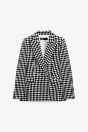 DOUBLE BREASTED HOUNDSTOOTH BLAZER - Black  Ecru   United States at Zara