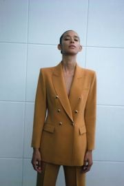 DOUBLE BREASTED LONG BLAZER - Dark camel United States at Zara