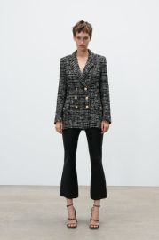 DOUBLE BREASTED TEXTURED WEAVE JACKET - Black  White   United States at Zara