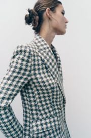 DOUBLE BREASTED TEXTURED WEAVE JACKET - Ecru Green United States at Zara