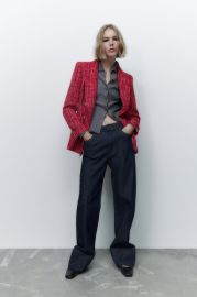 DOUBLE BREASTED TEXTURED WEAVE JACKET - Red United States at Zara