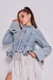 DOUBLE DARE YOU PEPLUM DENIM JACKET AKIRA at Akira