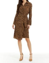 DREW Savvy Printed Dress In Taupe ShopSimon at Shop Simon