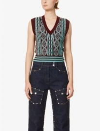 DRIES VAN NOTEN Cropped V-neck wool vest at Selfridges