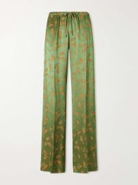 DRIES VAN NOTEN Floral-jacquard satin wide-leg pants at Net a Porter