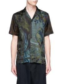 DRIES VAN NOTEN Parrot floral print satin shirt Men Lane Crawford at Lane Crawford